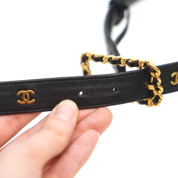 SOLD - Chanel CC Logo Black Leather Waist Belt - Picture 6 of 8